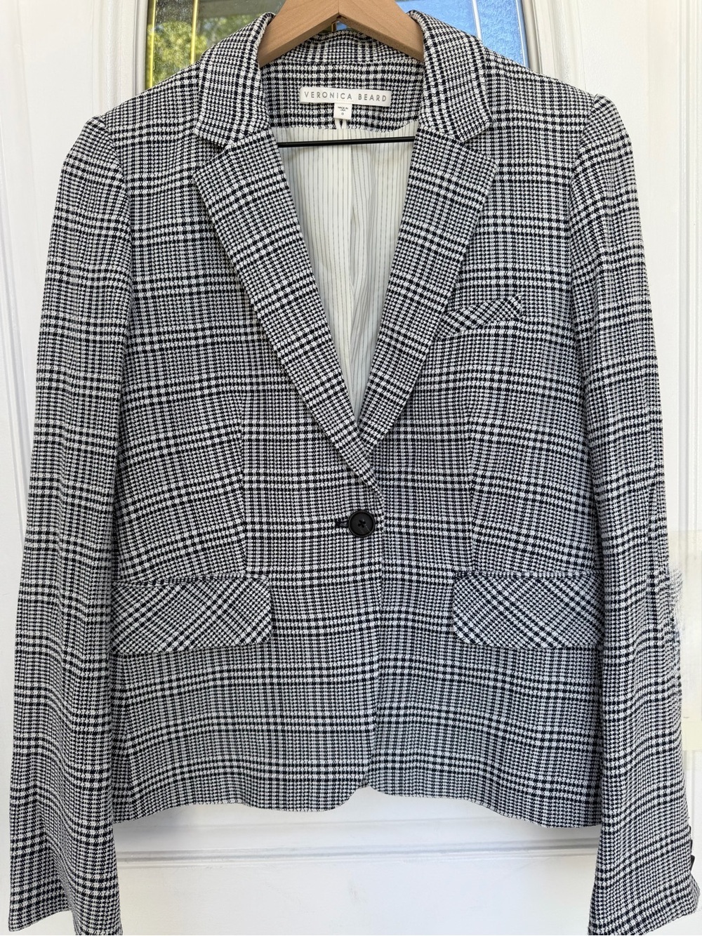 Authentic EUC Veronica Beard Black & White Glen Plaid Single-Button Blazer
